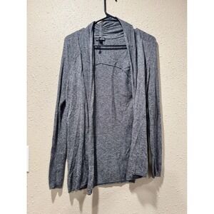 Express Womens Gray Open Front Cardigan Ribbed Knit Draped Shawl Collar Sweater